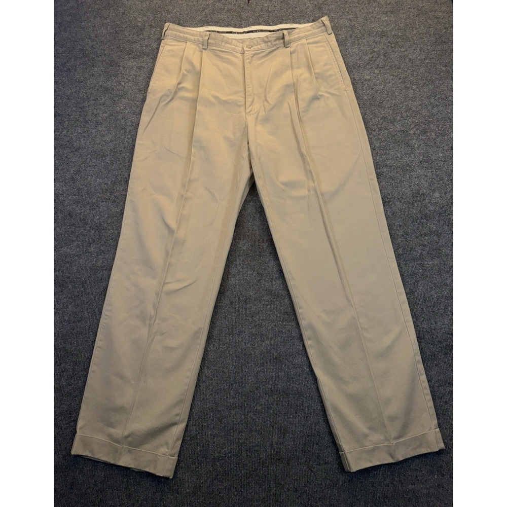 Polo Ralph Lauren Polo Chino Khaki Pleated Pants Men's Size 38x32 Classic Fit